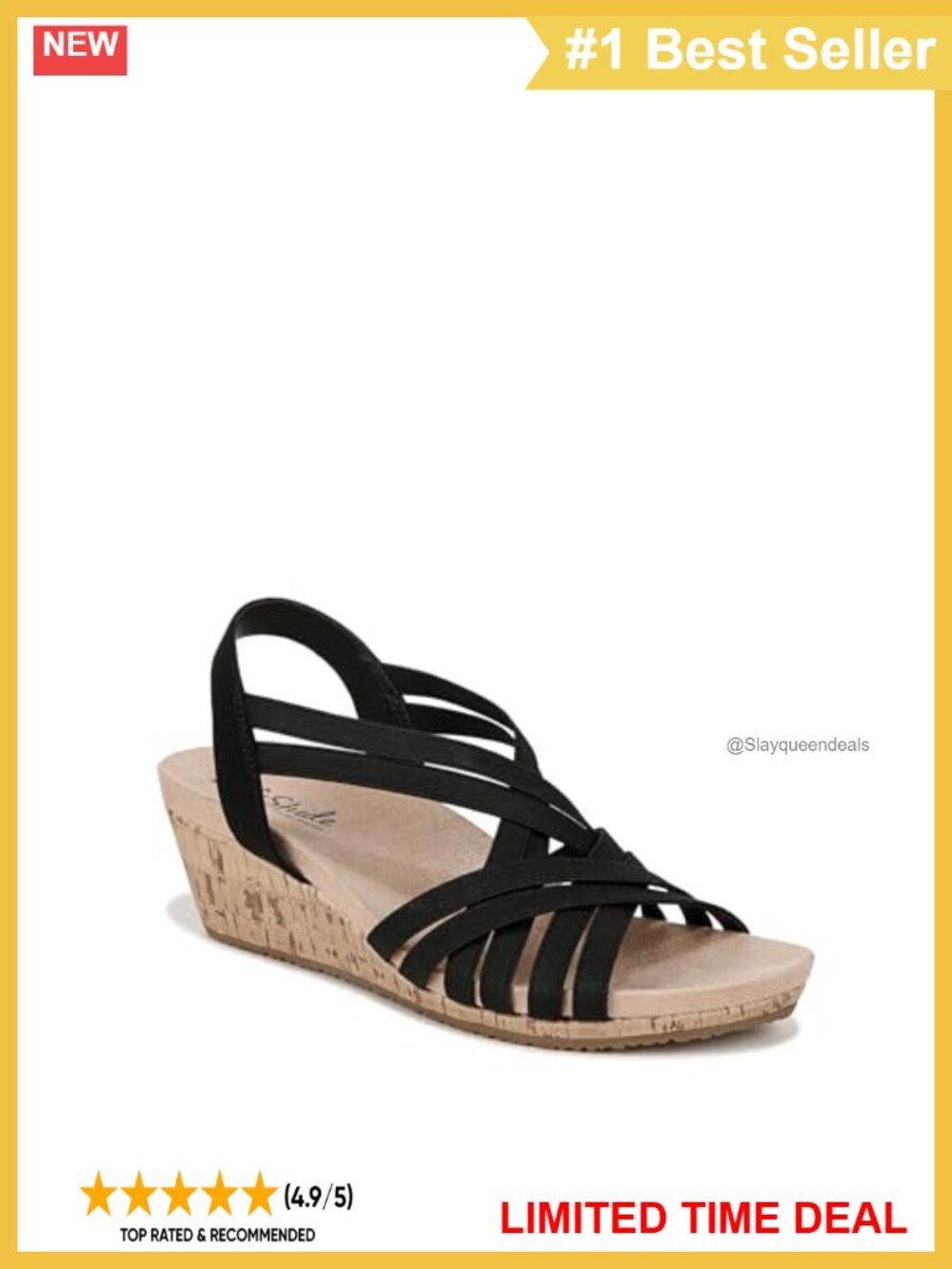 LifeStride Mallory Strappy Wedge Sandals Slip On Comfort Sandals